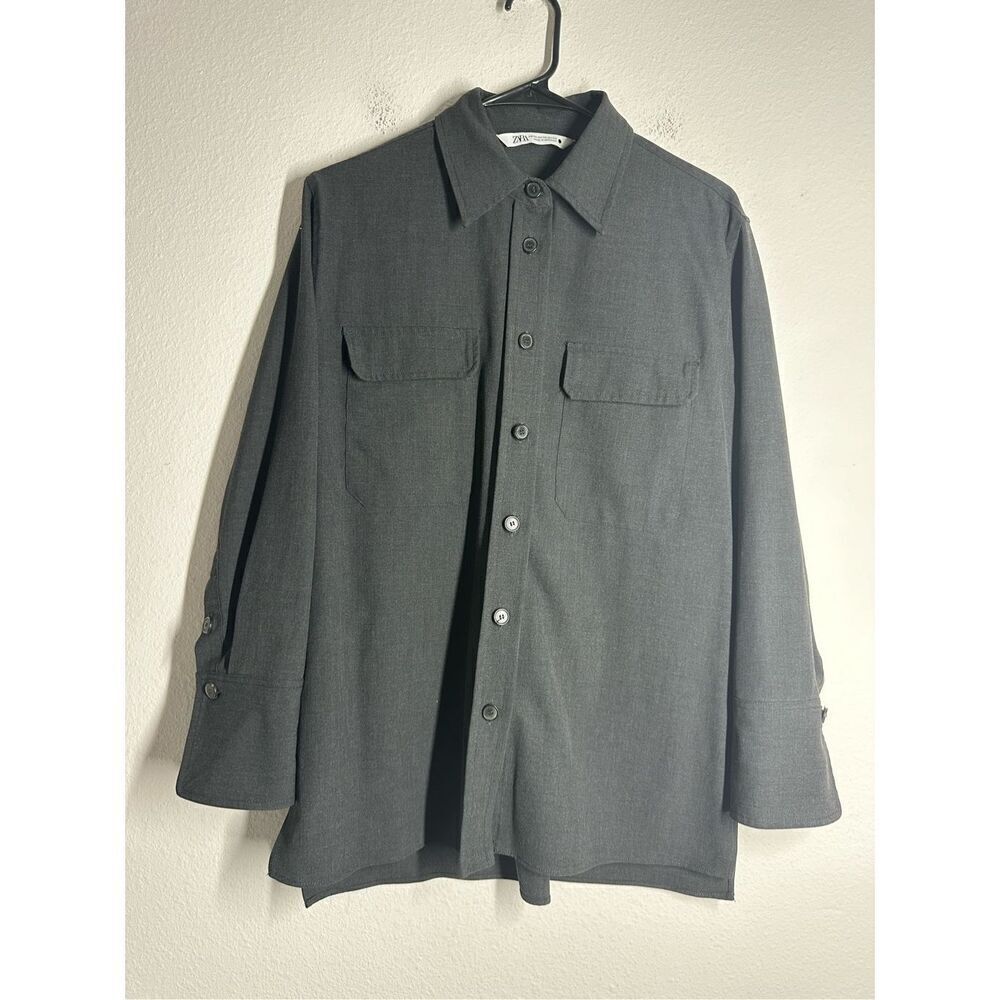 Zara Women’s Blazer Button Down Gray Oversized Size XS